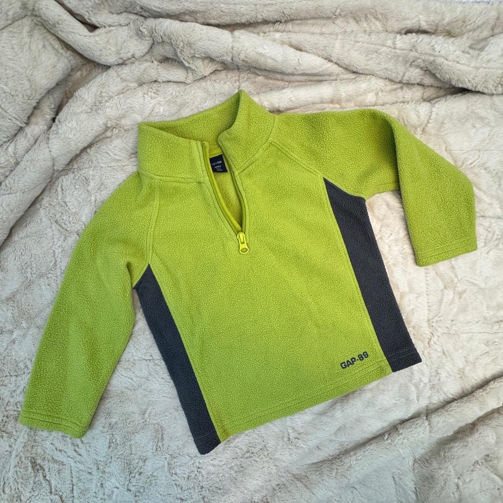 GAP Kids Bright Green and Charcoal Fleece Sweater